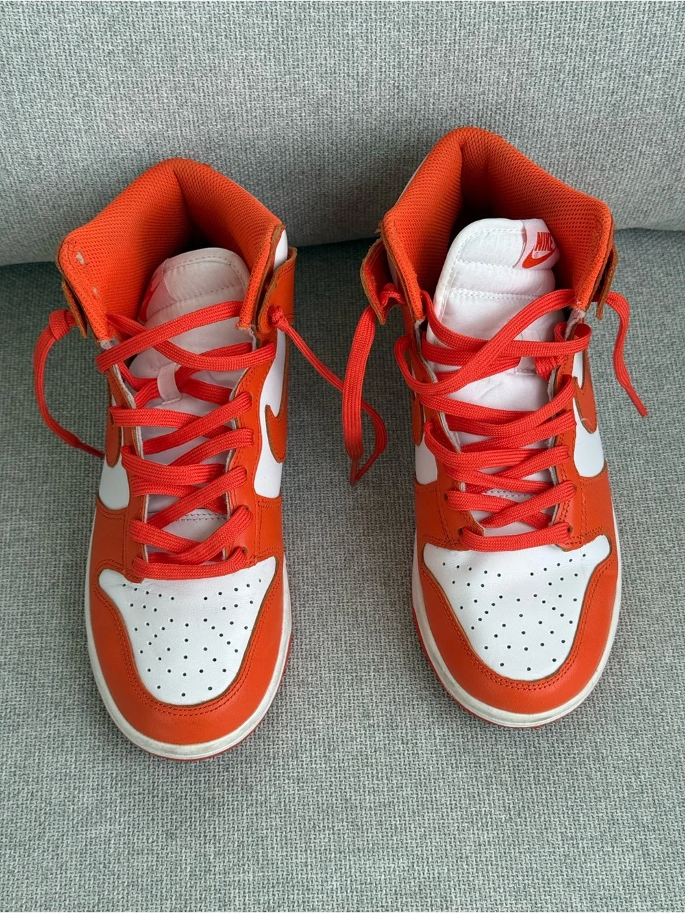 Nike High-Top Athletic Sneakers in Orange and White